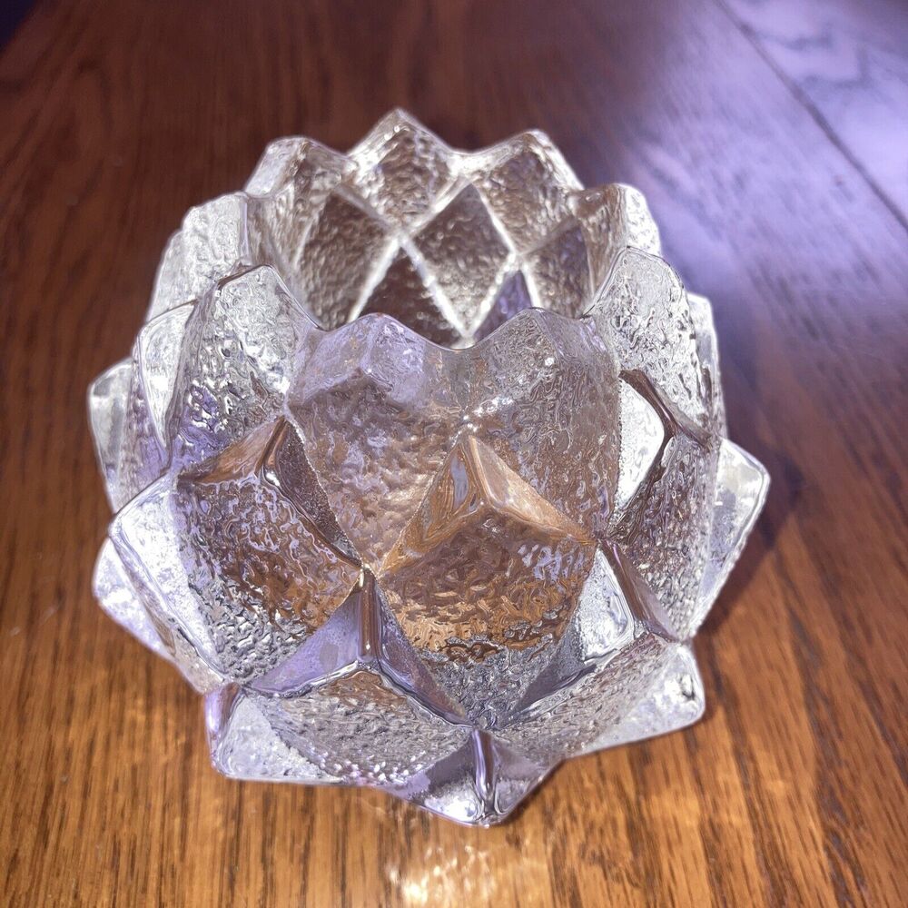 Orrefors Sweden Crystal Firefly Artichoke Votive Tea Light Candle Holder